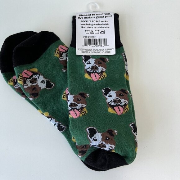 Sock it to me - Dog Socks - Men’s Green - Bulldog - Picture 3 of 4